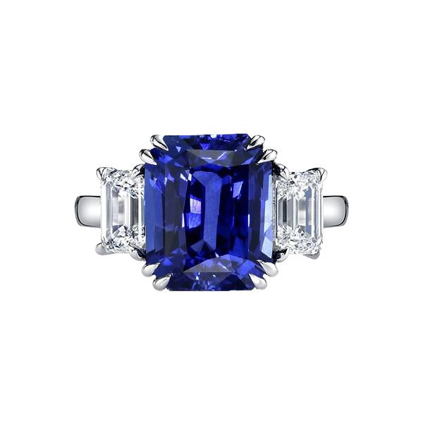 Anello radiante con tre pietre blu zaffiro 3.50 carati gioielli da donna - harrychadent.it