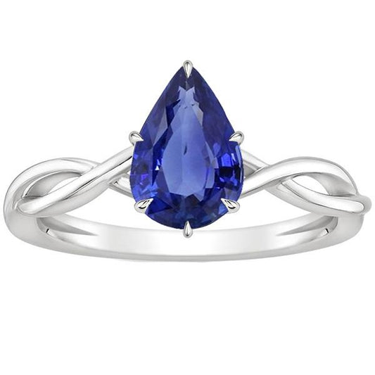 Anello Solitario Infinity Style Pera Blu Zaffiro 2.50 Carati - harrychadent.it