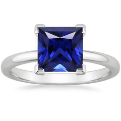 Anello solitario Princess Ceylon Sapphire Gemstone Prong Set 5 carati