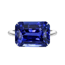 Anello solitario Smeraldo 3 carati Gioielli in oro bianco con zaffiro dello Sri Lanka