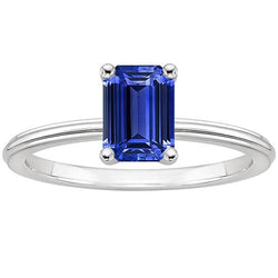 Anello solitario Smeraldo Ceylon Zaffiro Pietra preziosa Impostazione 3 carati