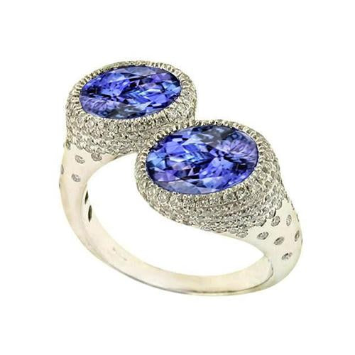 Anello solitario Toi et Moi Tanzanite con accenti di diamanti 5.50 Carati - harrychadent.it