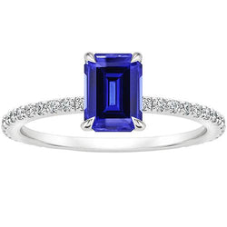 Anello solitario accenti smeraldo zaffiro dello Sri Lanka e diamante 4 carati