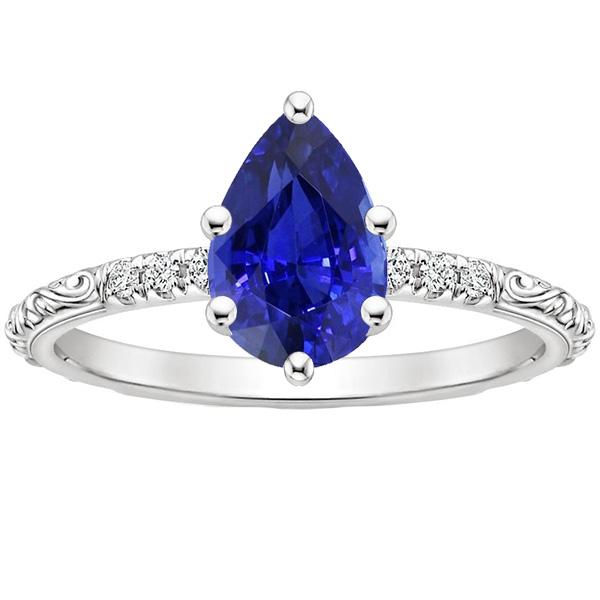 Anello solitario accenti stile antico zaffiro blu e diamanti 4 carati - harrychadent.it