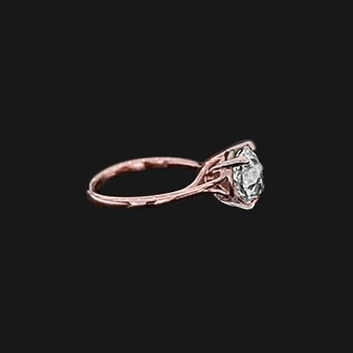 Anello solitario ad incastro con diamante da 2 carati con oro rosa 14 carati. Vecchio minatore - harrychadent.it