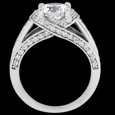 Anello solitario anniversario con diamante da 2.01 carati con accenti in oro bianco 14K - harrychadent.it