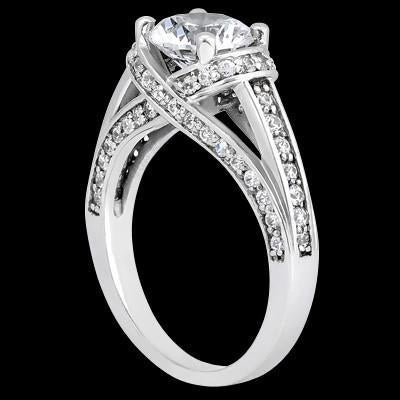 Anello solitario anniversario con diamante da 2.01 carati con accenti in oro bianco 14K - harrychadent.it