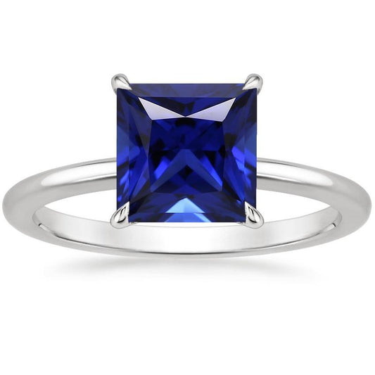 Anello solitario classico 5 carati in oro zaffiro dello Sri Lanka taglio principessa - harrychadent.it