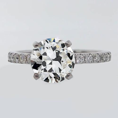 Anello solitario con accenti Set di punte di diamanti taglio vecchio miniera 3,25 carati - harrychadent.it