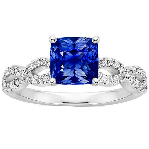 Anello solitario diamante con accenti 2.75 carati cuscino zaffiro blu - harrychadent.it