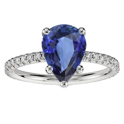 Anello solitario con accenti di diamante Zaffiro dello Sri Lanka 5.50 carati