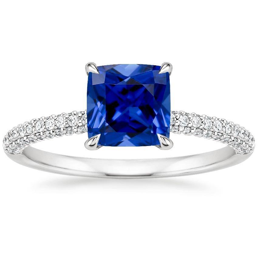 Anello solitario diamante cuscino zaffiro blu con accenti 3.25 carati - harrychadent.it