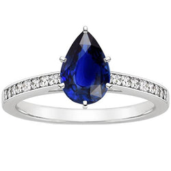 Anello solitario con accenti di zaffiro blu da 3,50 carati Incastonatura del canale