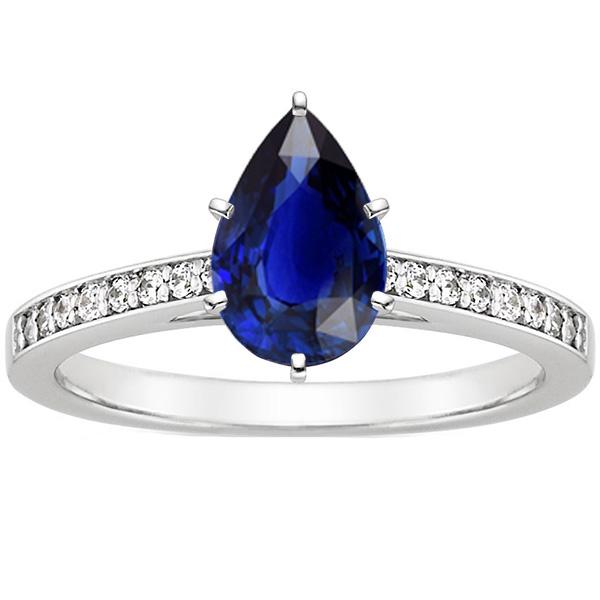 Solitario con accenti Anello zaffiro blu 3.50 carati Impostazione canale - harrychadent.it