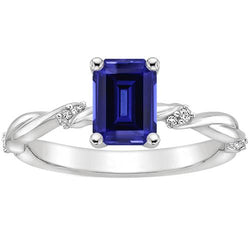 Anello solitario con accenti di zaffiro blu da 3,50 carati e diamante
