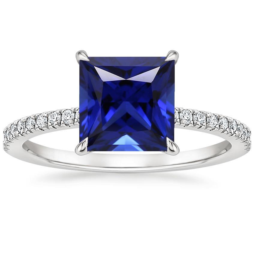 Anello solitario con accenti di zaffiro di Ceylon e diamante da 5.5 carati - harrychadent.it