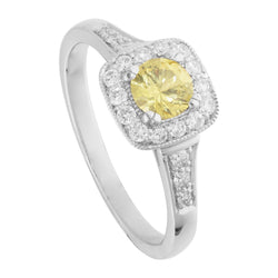 Anello solitario con accento 3.5 ct di zaffiro giallo e diamanti