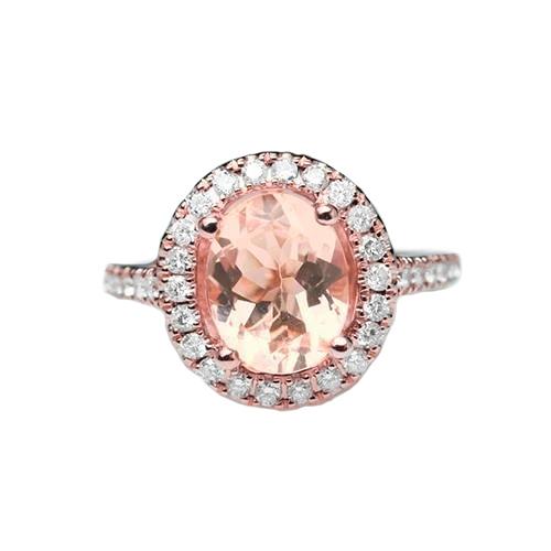 Anello solitario con accento Morganite e diamanti da 27.50 ct Oro 14K - harrychadent.it