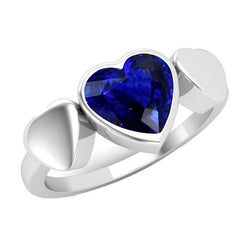 Anello solitario con castone a forma di cuore con zaffiro di Ceylon anniversario 2 carati