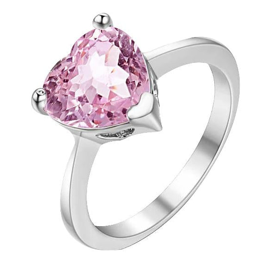 Anello solitario con cuore rosa Kunzite 22.50 ct anniversario oro bianco - harrychadent.it