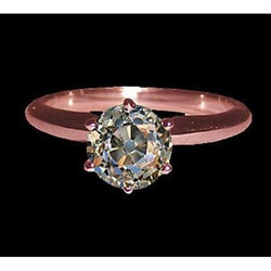 Anello solitario con diamante taglio vecchia miniera Oro rosa 2.51 carati
