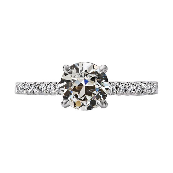 Anello solitario con diamante tondo taglio miniera con accenti 3,50 carati - harrychadent.it
