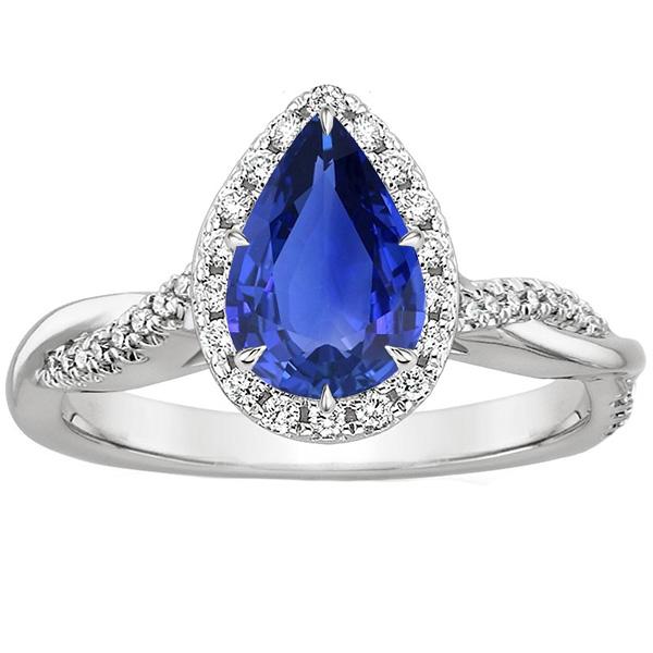 Anello solitario con diamanti Halo Blue Sapphire con accenti 5.50 carati - harrychadent.it