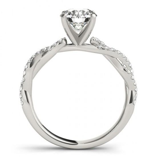 Anello solitario con diamanti rotondi 2 carati con accenti oro bianco 14K - harrychadent.it