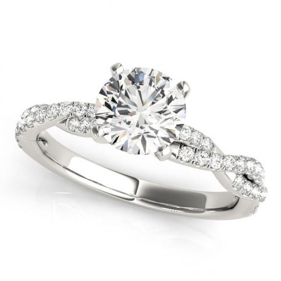 Anello solitario con diamanti rotondi 2 carati con accenti oro bianco 14K - harrychadent.it