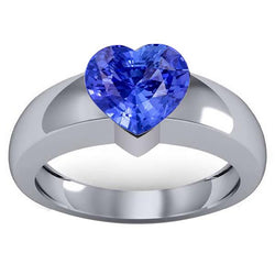 Anello solitario con gambo a forma di cuore spesso in zaffiro di Ceylon da 2 carati