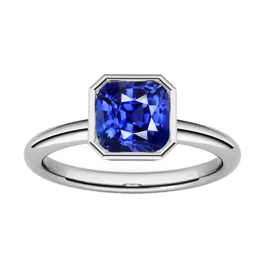 Anello solitario con pietre preziose e castone con cuscino Zaffiro blu 1.50 carati - harrychadent.it