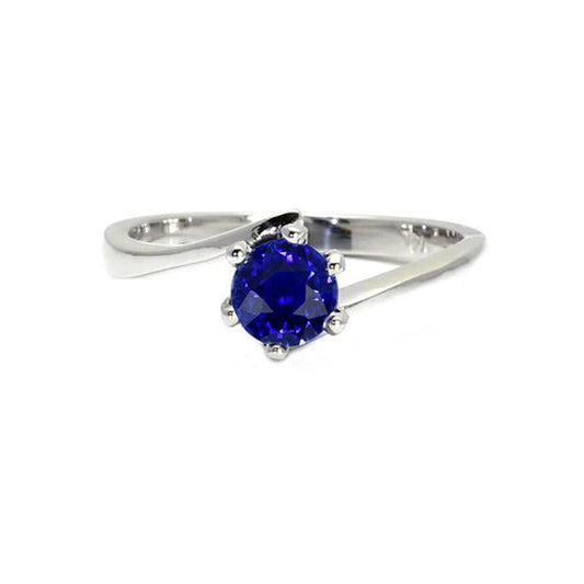 Anello solitario con pietre preziose. zaffiro blu di Ceylon. 1 carato. stile a tensione - harrychadent.it