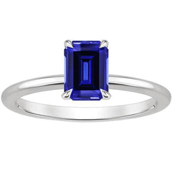 Anello solitario con set di zaffiri dello Sri Lanka di smeraldo 3 carati