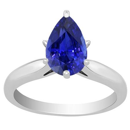 Anello solitario con zaffiro blu 2 carati 4 griffe in oro bianco 14 carati - harrychadent.it