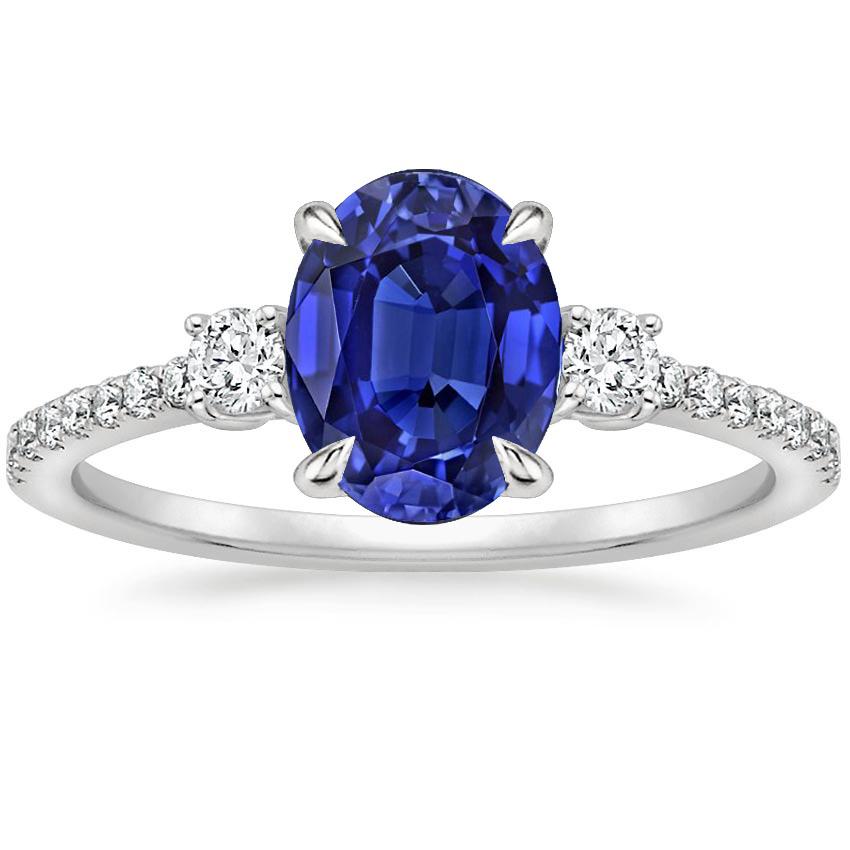 Anello solitario con zaffiro blu e diamanti rotondi 3.50 carati - harrychadent.it