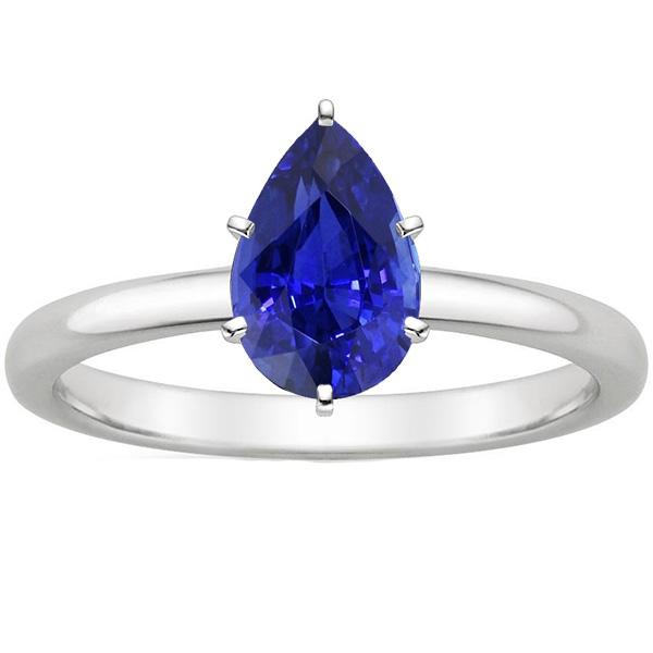 Anello solitario con zaffiro blu 4 carati in oro bianco 14K - harrychadent.it