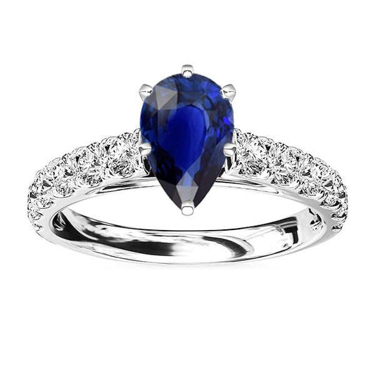 Anello solitario con zaffiro blu con pietre preziose e diamanti rotondi 3.50 carati - harrychadent.it