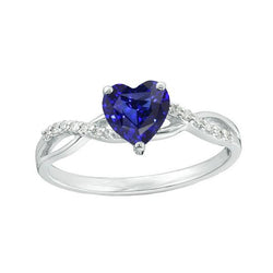 Anello solitario con zaffiro blu e accenti di diamante 2 carati Twisted Style