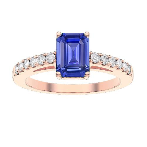 Anello solitario con zaffiro blu smeraldo con accenti di diamante 3 carati - harrychadent.it