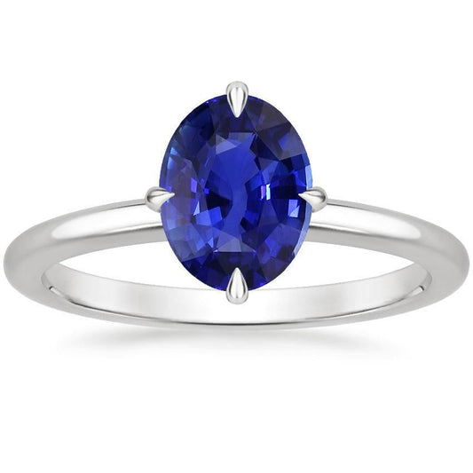 Anello solitario con zaffiro blu taglio ovale con montatura 3 carati - harrychadent.it