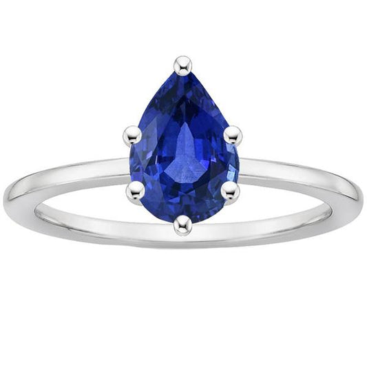 Anello Solitario Zaffiro Blu Taglio Pera 2.50 Carati Incastonato - harrychadent.it