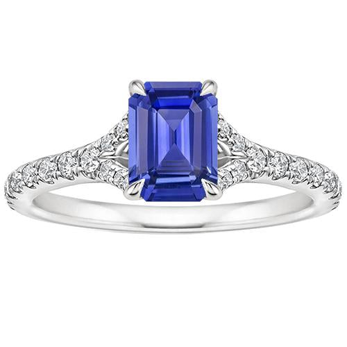 Anello Solitario con Accenti Zaffiro dello Sri Lanka e Diamante 4 Carati - harrychadent.it
