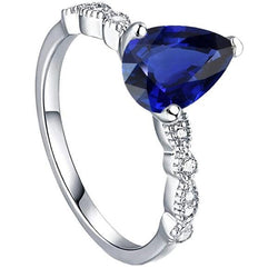 Anello solitario con zaffiro di Ceylon e accenti di diamanti rotondi 3.50 carati