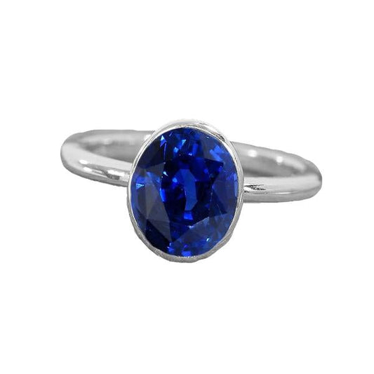 Anello solitario con zaffiro taglio ovale castone set 2 carati gioielli da donna - harrychadent.it