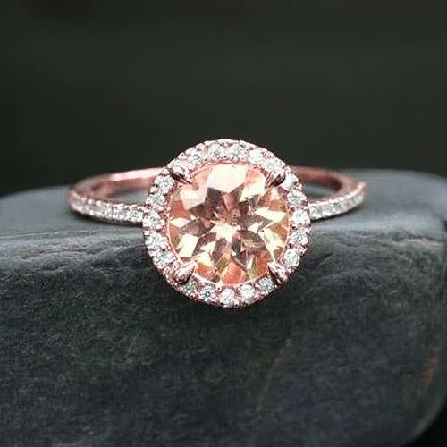 Anello solitario da 10.75 ct con Morganite e diamanti in oro 14K - harrychadent.it
