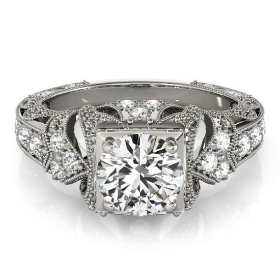 Anello solitario da 1.50 carati con accenti di diamanti stile vintage - harrychadent.it
