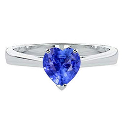 Anello solitario da 2 carati con polo a cuore incastonato in oro zaffiro azzurro 14K