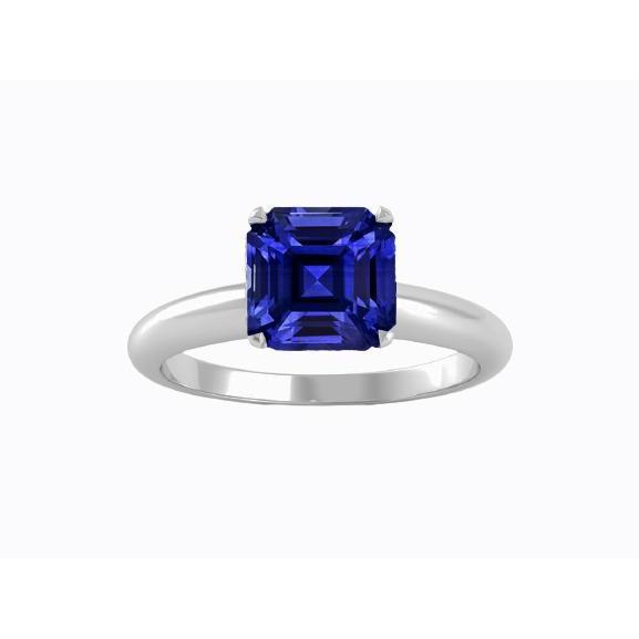 Anello solitario da donna a forma di Asscher con zaffiro blu 1.50 carati - harrychadent.it