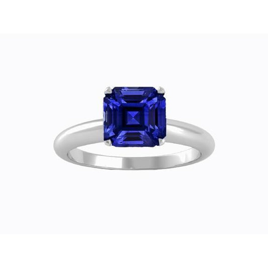 Anello solitario da donna a forma di Asscher con zaffiro blu 1.50 carati - harrychadent.it