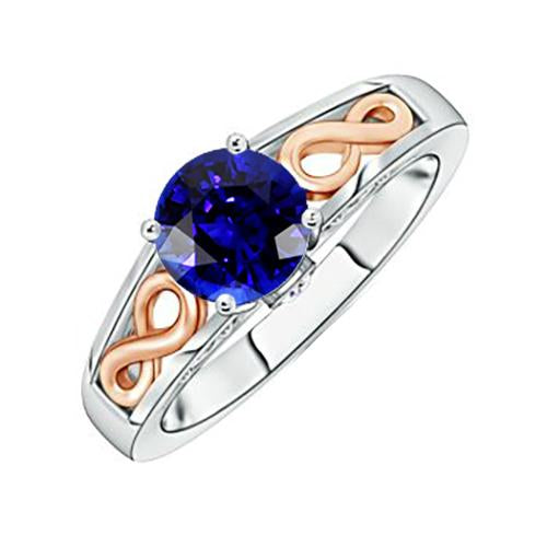 Anello solitario da donna bicolore stile vintage zaffiro blu 1.50 carati - harrychadent.it